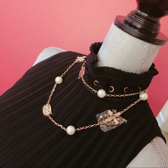 Tory Burch Pearl Crystal Long Necklace - Picture 5 of 8